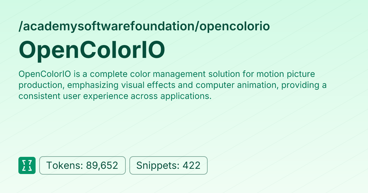 Admin - academysoftwarefoundation/opencolorio | Context7 | Context7