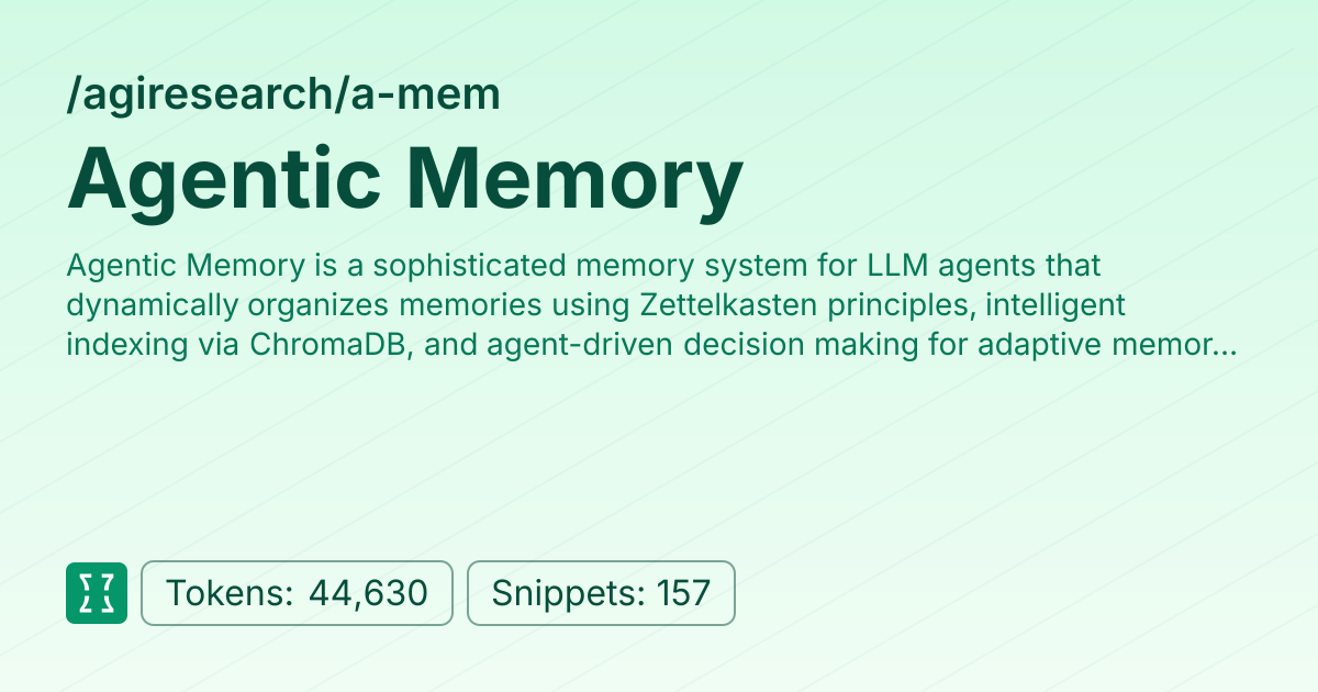 Admin - agiresearch/a-mem | Context7 | Context7