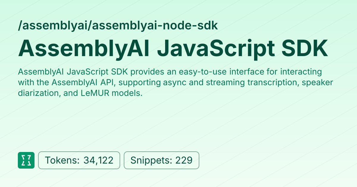 Admin - assemblyai/assemblyai-node-sdk | Context7 | Context7