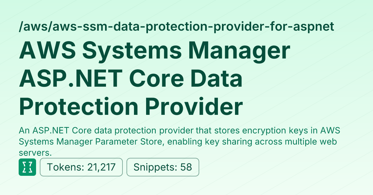 AWS Systems Manager ASP.NET Core Data Protection Provider (aws/aws-ssm ...
