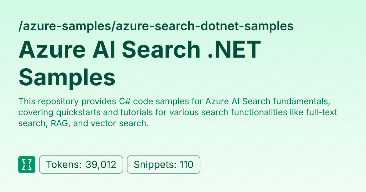 Admin - azure-samples/azure-search-dotnet-samples | Context7 | Context7