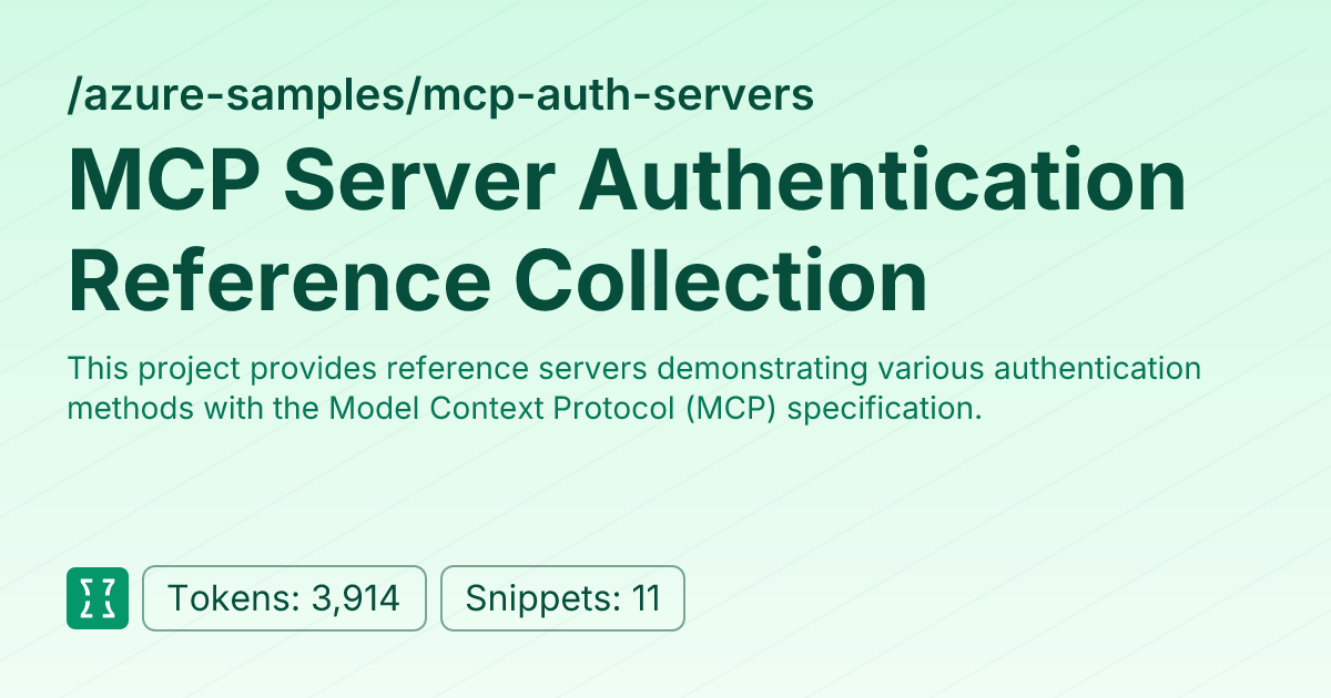 MCP Server Authentication Reference Collection (azure-samples/mcp-auth ...