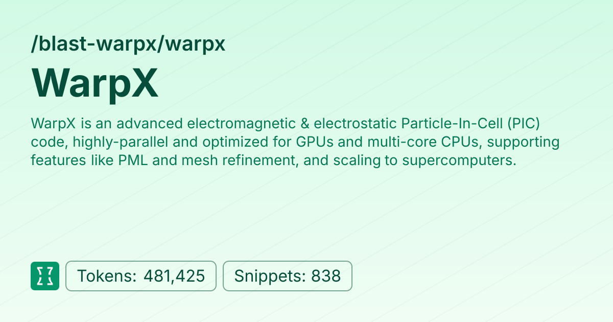 WarpX (blast-warpx/warpx) | Context7