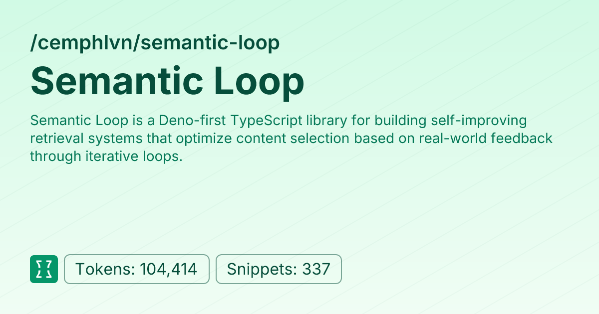 Admin - cemphlvn/semantic-loop | Context7 | Context7