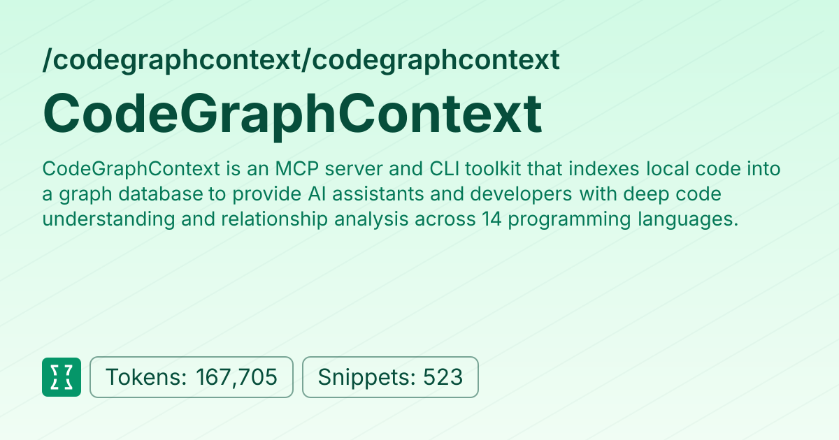 Admin - codegraphcontext/codegraphcontext | Context7 | Context7