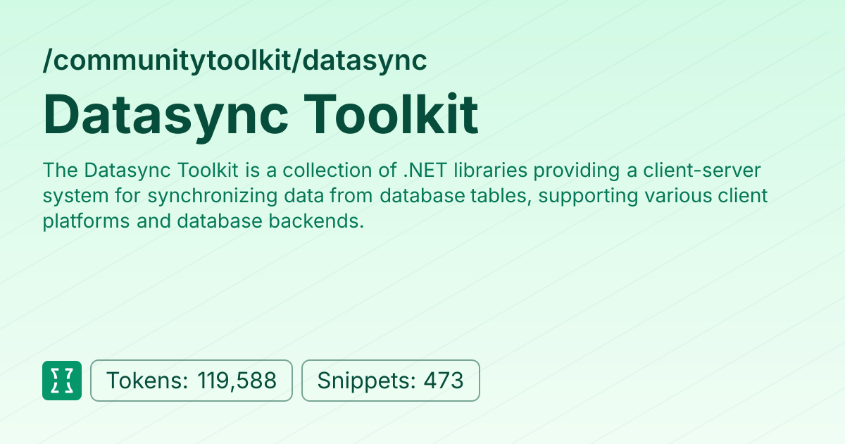 Admin - communitytoolkit/datasync | Context7 | Context7