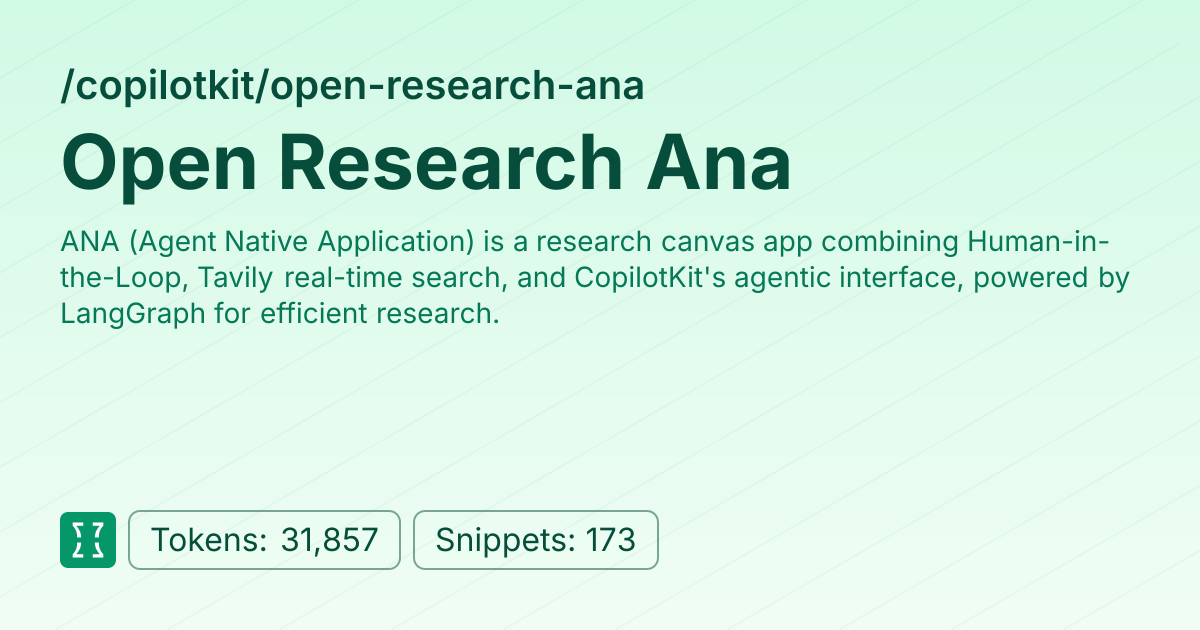 Admin - copilotkit/open-research-ana | Context7 | Context7