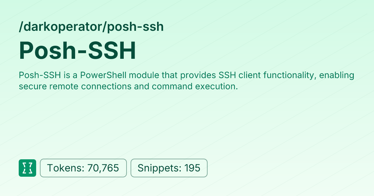 Posh-SSH (darkoperator/posh-ssh) | Context7