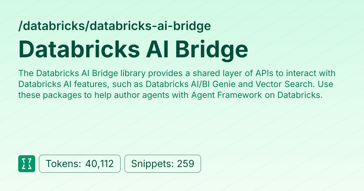 Admin - databricks/databricks-ai-bridge | Context7 | Context7
