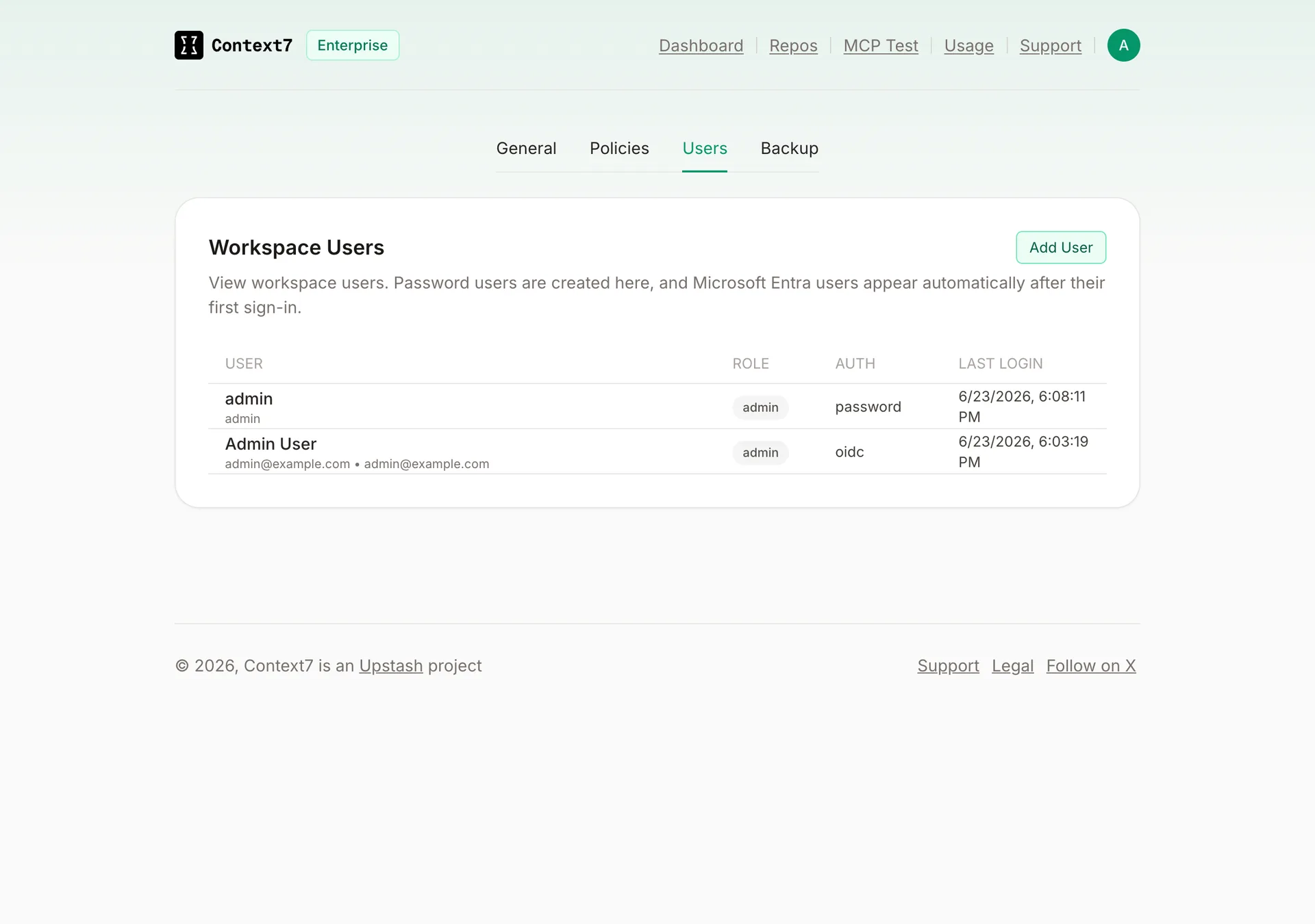 Teamspace Settings Users tab showing OIDC-provisioned users