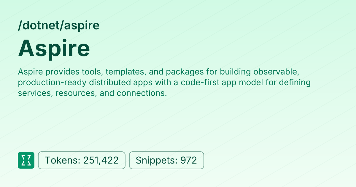 Aspire (dotnet/aspire) | Context7