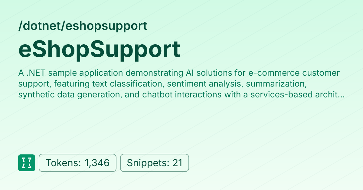 Admin - dotnet/eshopsupport | Context7 | Context7