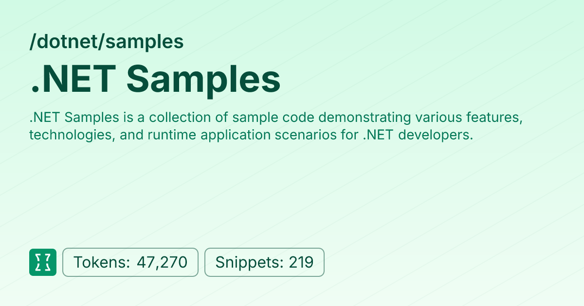 .NET (dotnet/samples) | Context7