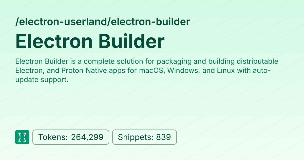 Electron Builder (electron-userland/electron-builder) | Context7
