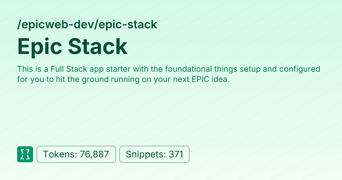 Epic Stack (epicweb-dev/epic-stack) | Context7