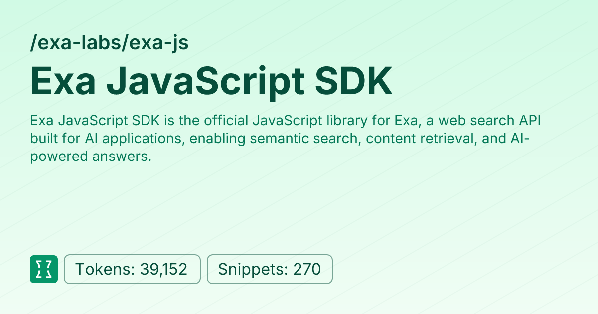 Admin - exa-labs/exa-js | Context7 | Context7