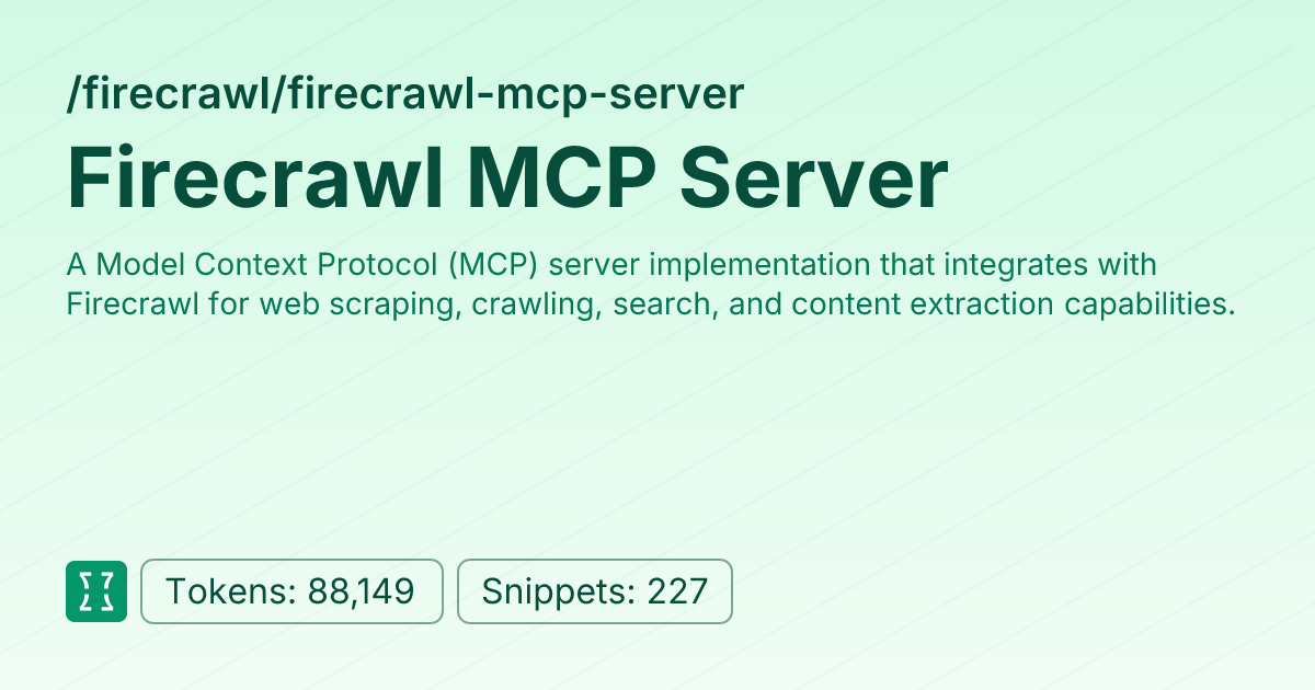 Firecrawl MCP Server (firecrawl/firecrawl-mcp-server) | Context7