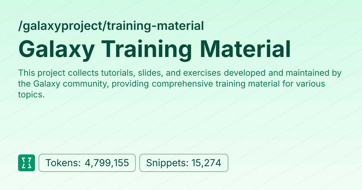 Galaxy Training Material (galaxyproject/training-material) | Context7