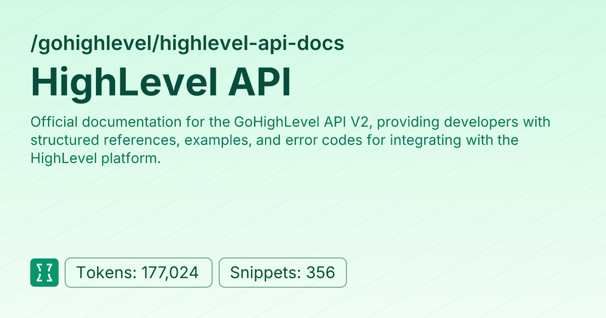 Highlevel Api Gohighlevel Highlevel Api Docs Context7