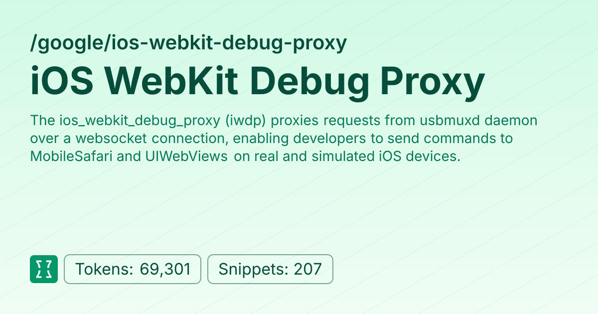 Admin - google/ios-webkit-debug-proxy | Context7 | Context7