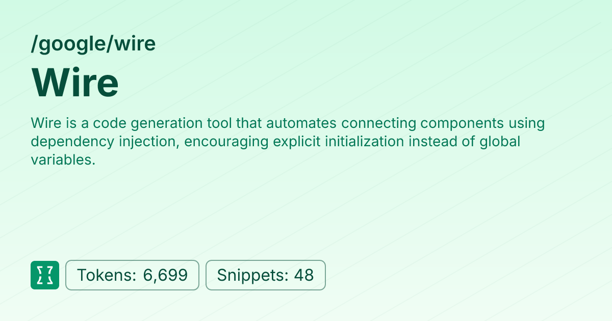 Admin - google/wire | Context7 | Context7