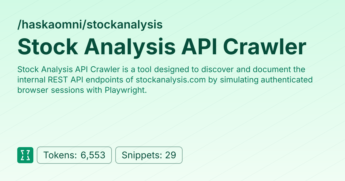 Stock Analysis API Crawler (haskaomni/stockanalysis) | Context7