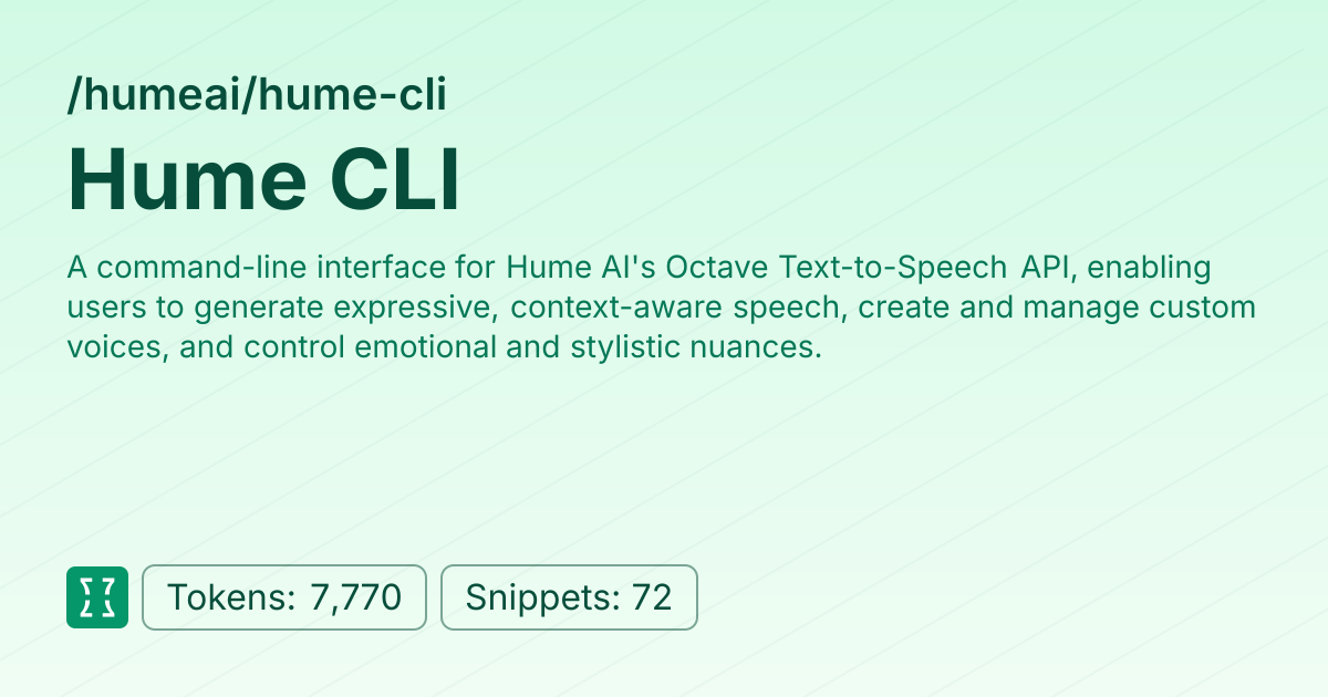 Hume CLI (humeai/hume-cli) | Context7