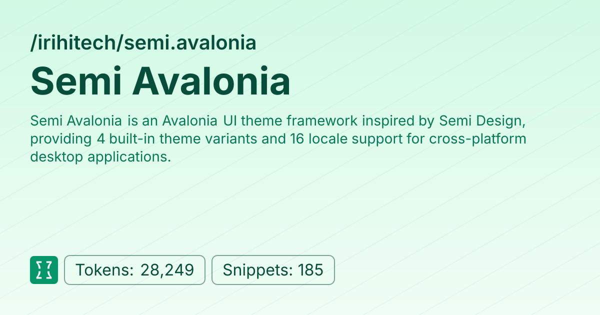 Admin - irihitech/semi.avalonia | Context7 | Context7