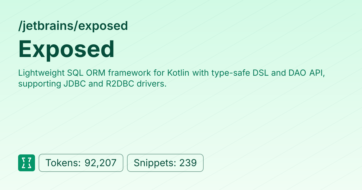 Admin - jetbrains/exposed | Context7 | Context7