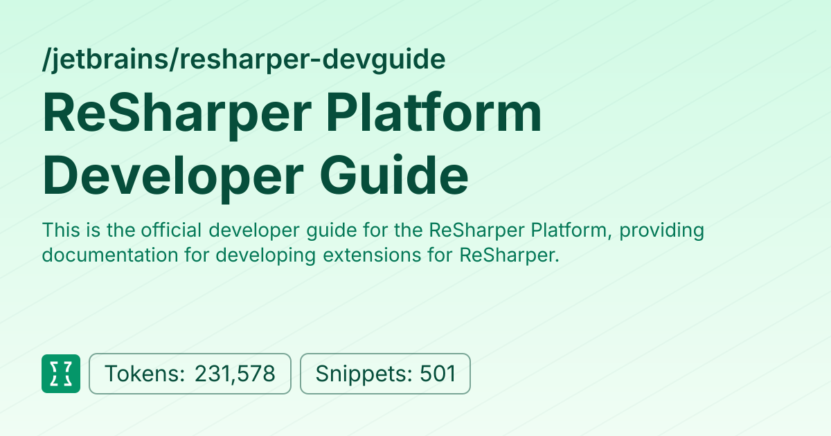 Admin - jetbrains/resharper-devguide | Context7 | Context7