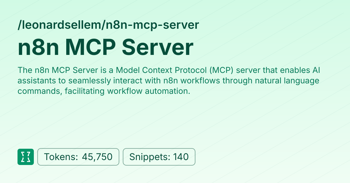 Admin - leonardsellem/n8n-mcp-server | Context7 | Context7