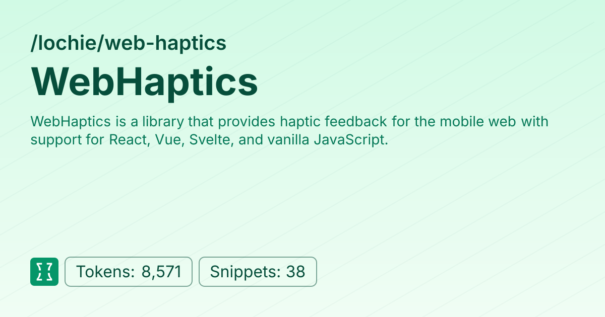 Admin - lochie/web-haptics | Context7 | Context7