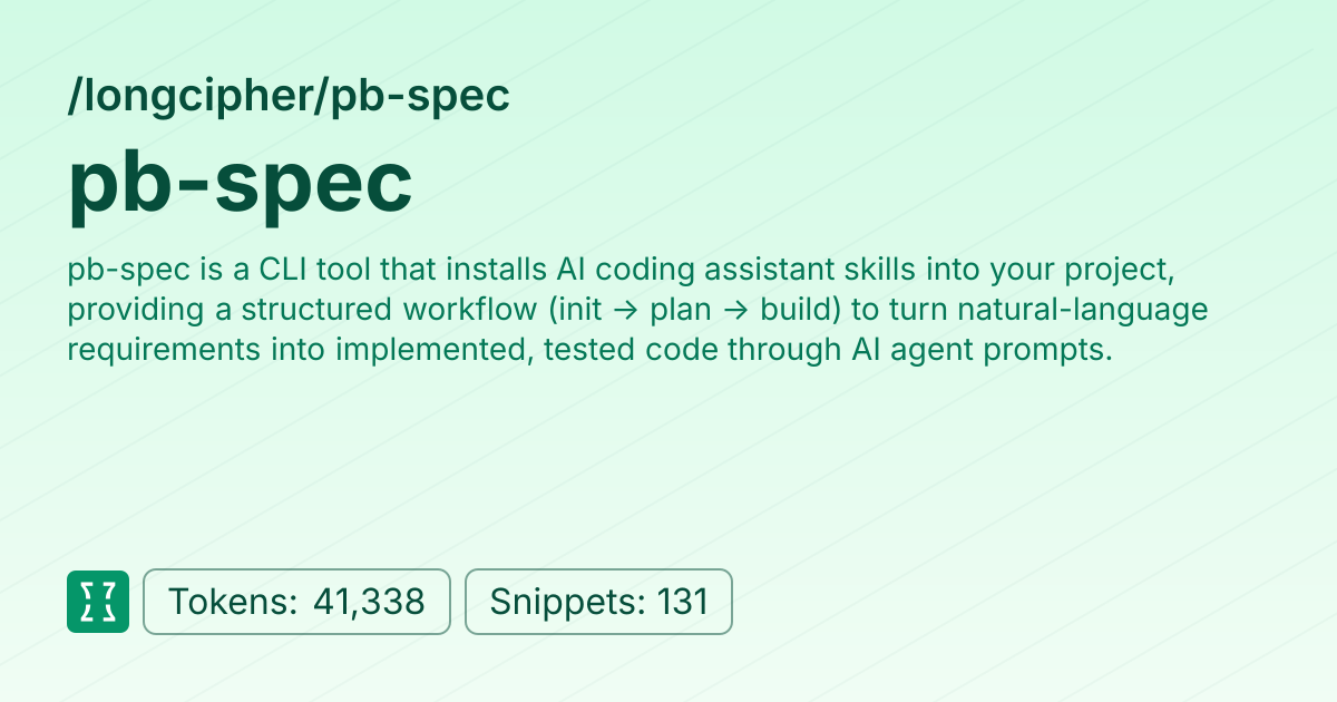 Admin - longcipher/pb-spec | Context7 | Context7
