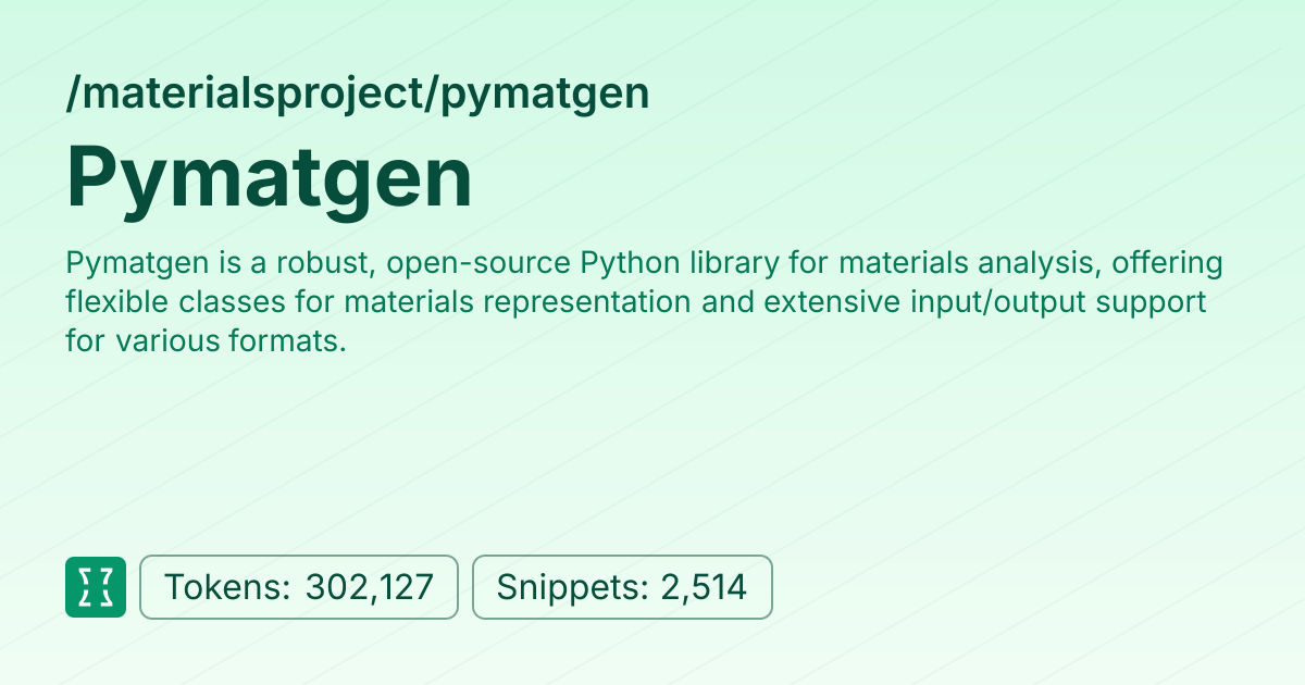 Pymatgen (materialsproject/pymatgen) | Context7