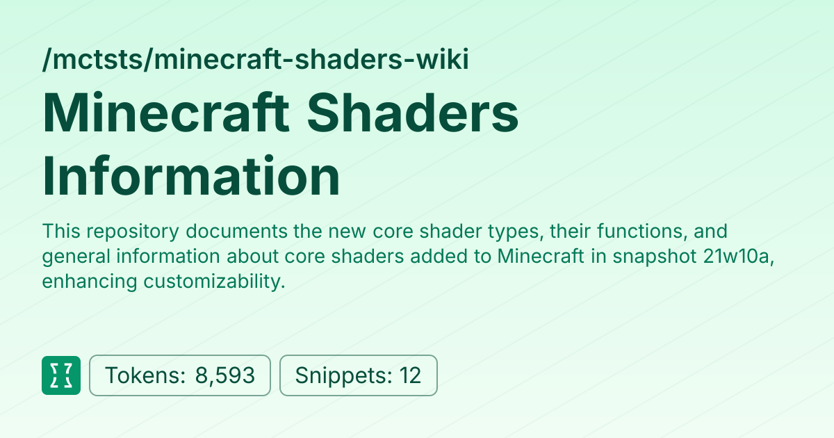 Admin - mctsts/minecraft-shaders-wiki | Context7 | Context7