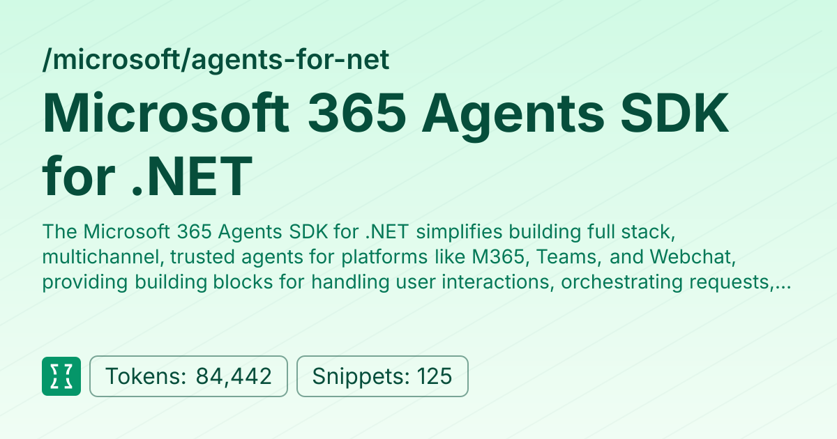 Admin - microsoft/agents-for-net | Context7 | Context7