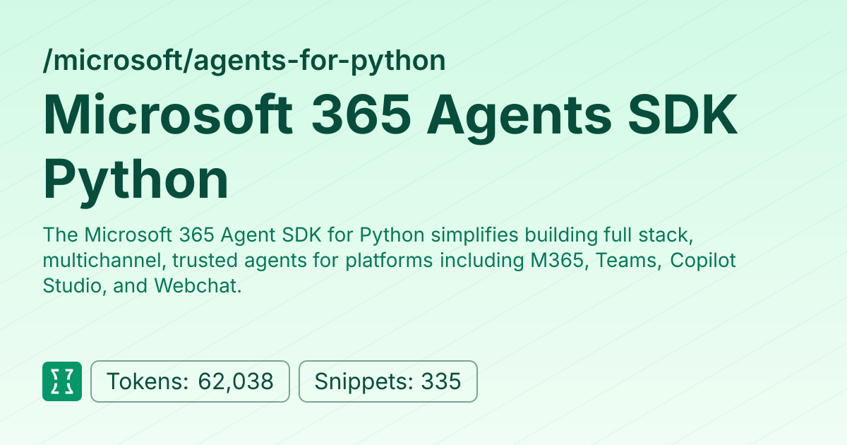Admin - microsoft/agents-for-python | Context7 | Context7