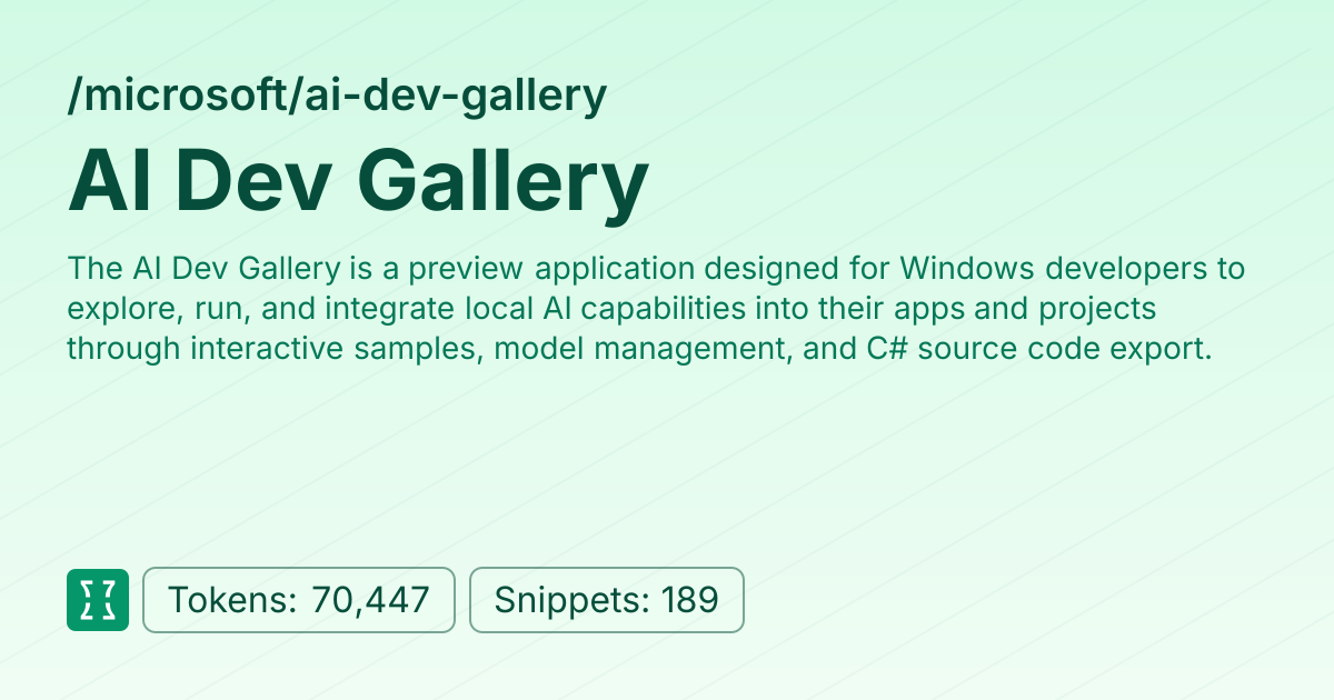 Admin - microsoft/ai-dev-gallery | Context7 | Context7