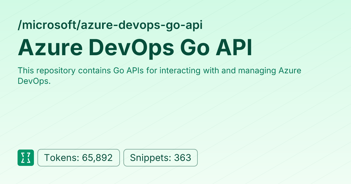 Azure DevOps Go API (microsoft/azure-devops-go-api) | Context7