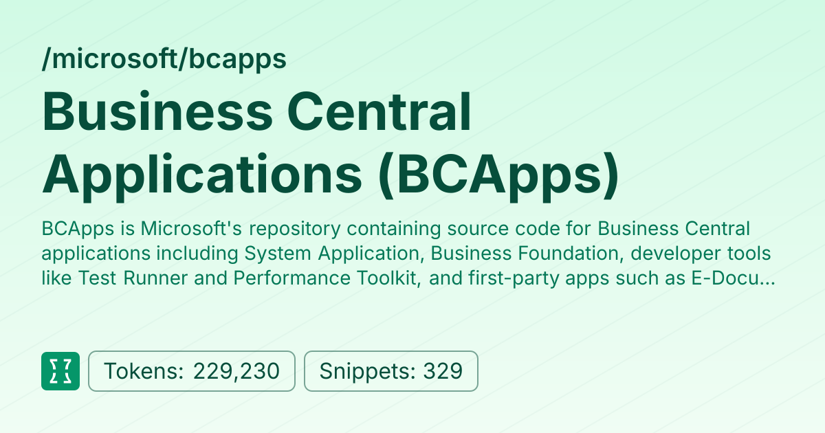 Admin - microsoft/bcapps | Context7 | Context7