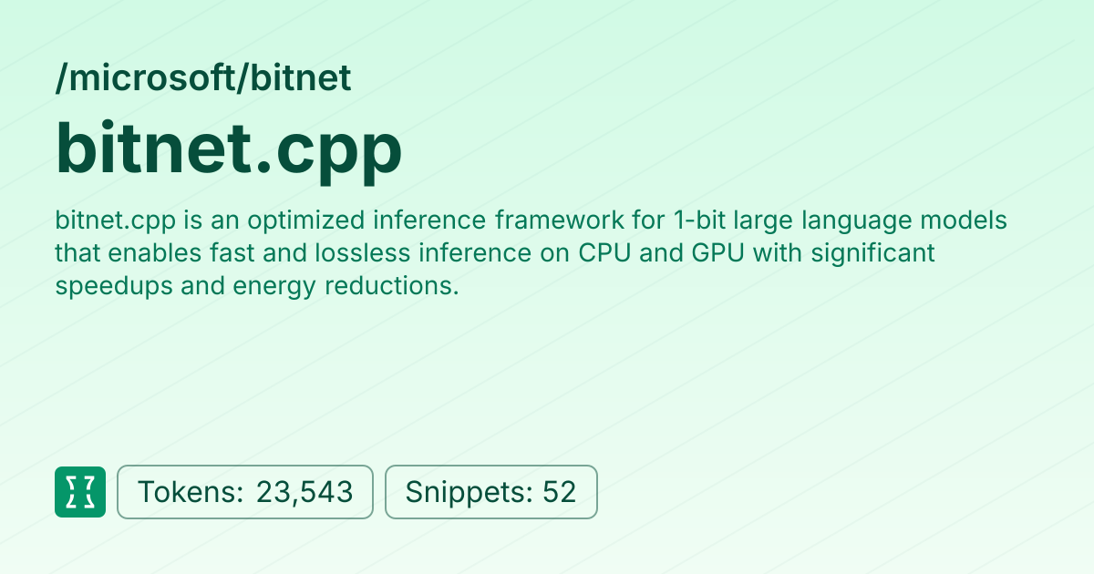 Admin - microsoft/bitnet | Context7 | Context7