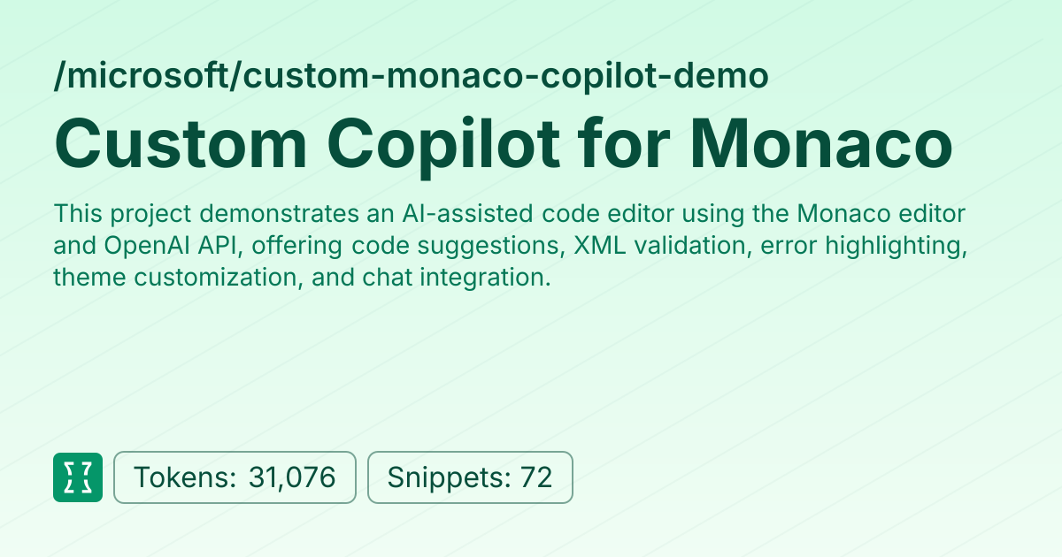 Admin - microsoft/custom-monaco-copilot-demo | Context7 | Context7
