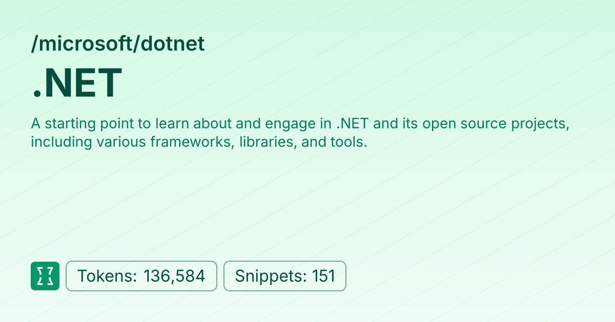 Admin - microsoft/dotnet | Context7 | Context7
