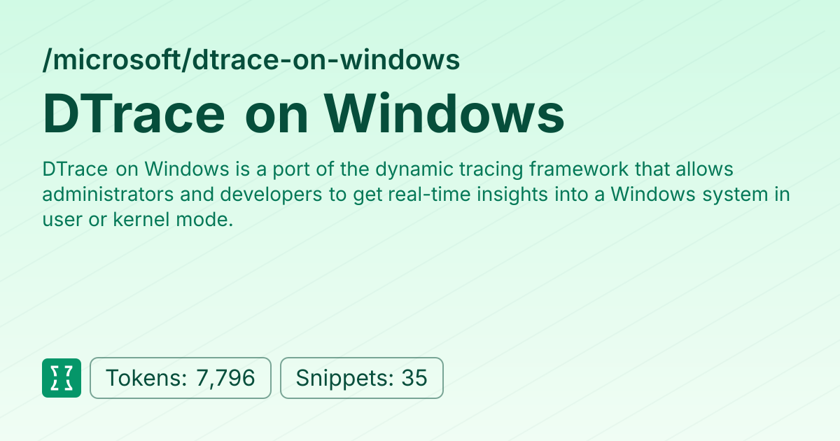 Admin - microsoft/dtrace-on-windows | Context7 | Context7