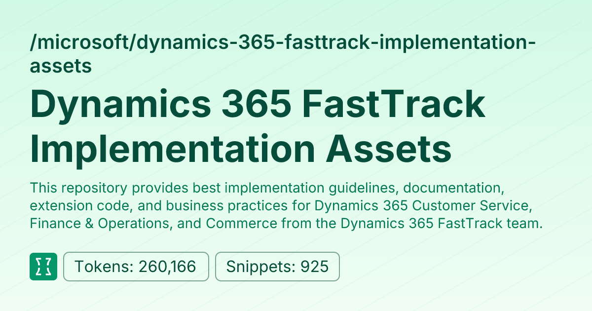 Dynamics 365 FastTrack Implementation Assets (microsoft/dynamics-365 ...