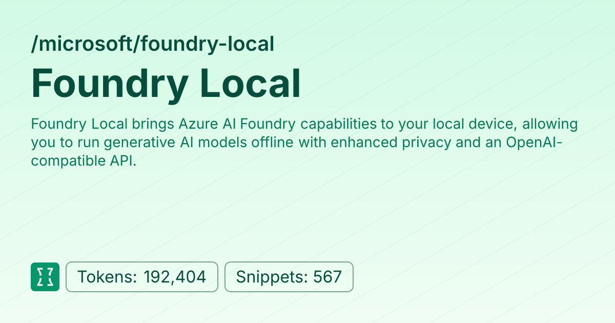 Admin - microsoft/foundry-local | Context7 | Context7