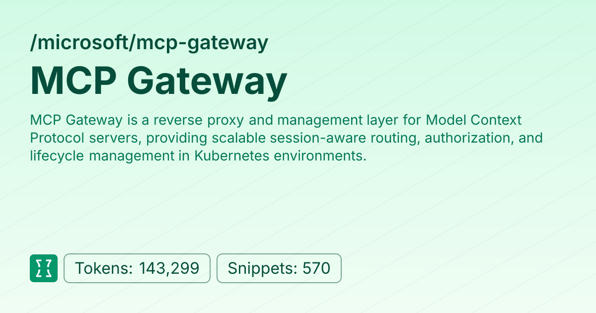 Admin - microsoft/mcp-gateway | Context7 | Context7