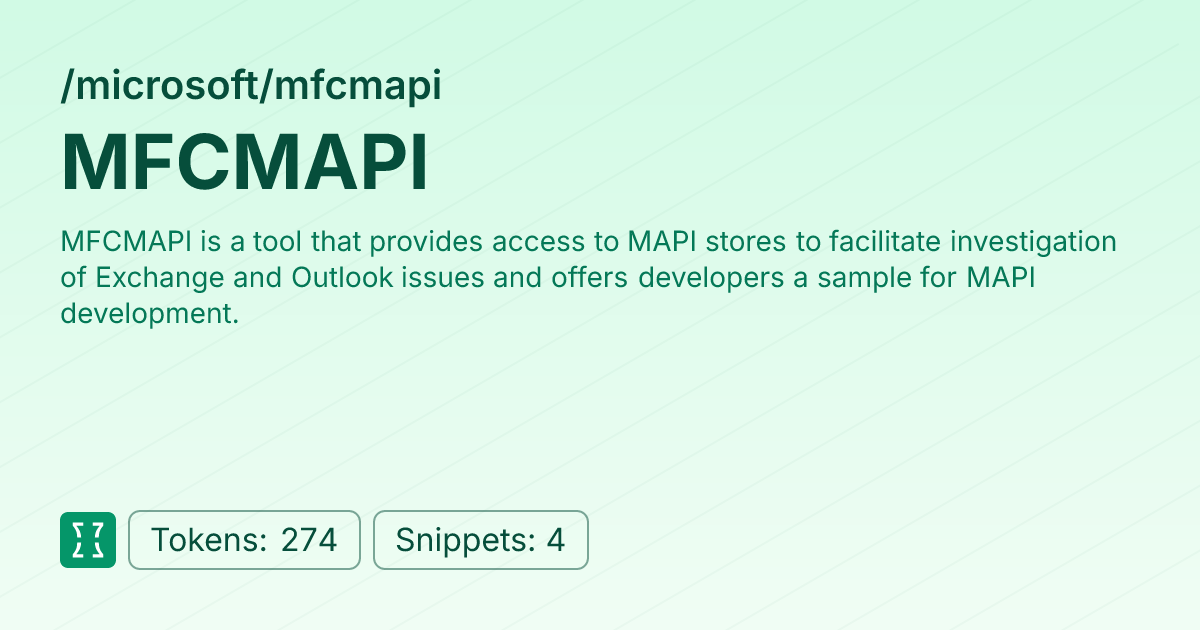 Admin - microsoft/mfcmapi | Context7 | Context7
