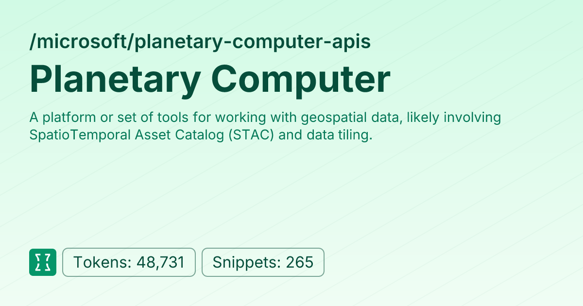 Planetary Computer APIs (microsoft/planetary-computer-apis) | Context7