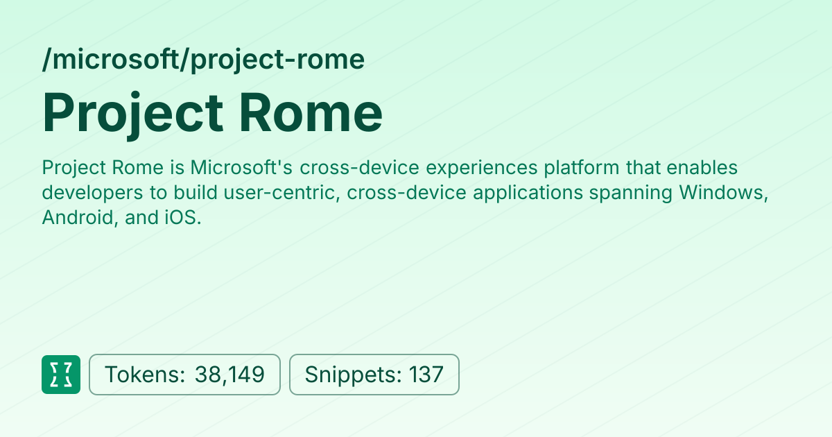 Admin - microsoft/project-rome | Context7 | Context7